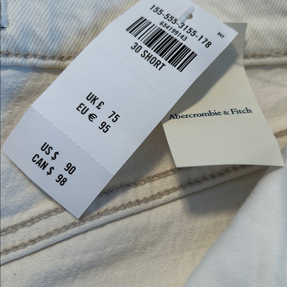 Abercrombie & Fitch WhiteDenim Jeans, 30 10S Ultra High Rise NWT 90’s Straight - Picture 5 of 7